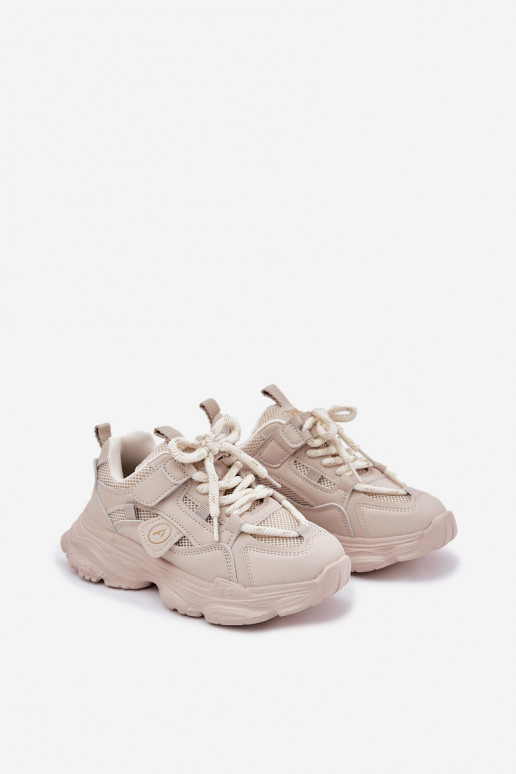 Scarpe modello sneakers Infantile con una piattaforma beige Hanomess