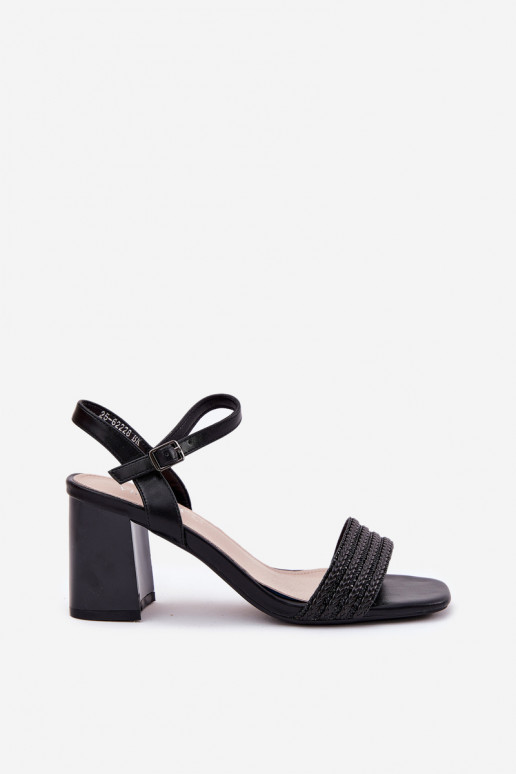 Sandali con tacco alto da donna con gli occhi scintillanti I Plecionką Vinceza 62228 colore nero