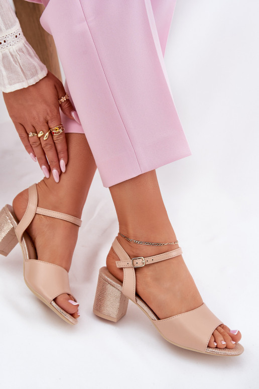 Sandali con tacco alto da donna Vinceza 20275 beige