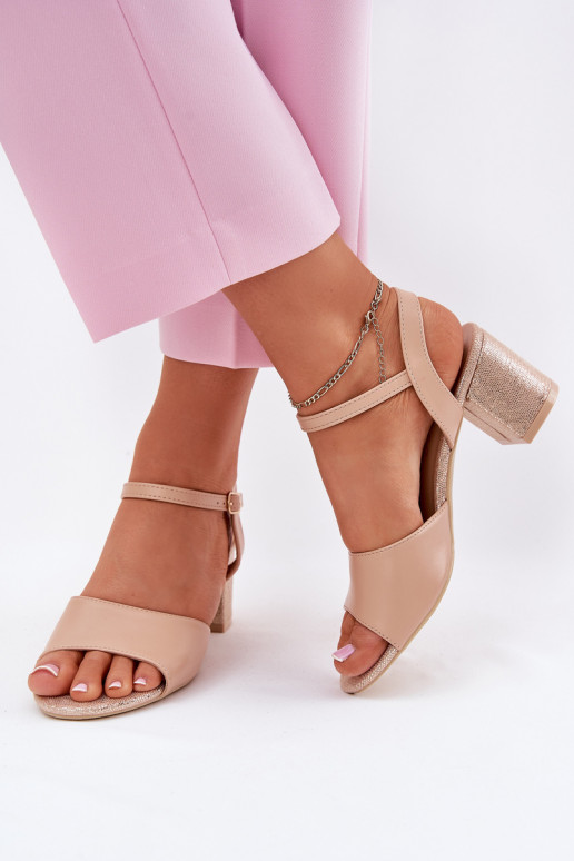 Sandali con tacco alto da donna Vinceza 20275 beige