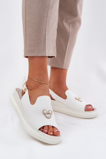 Scarpe bianche con ornamenti per donna, Vinceza 66757 2