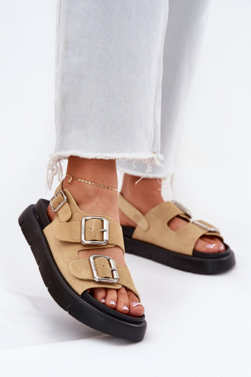 Scarpe scamosciate sabbia da donna con fibbie, Big Star RR274665