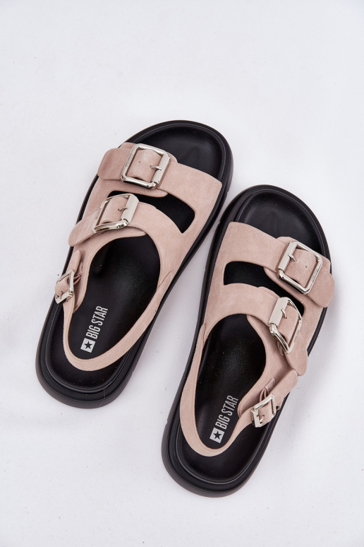 Sandali da donna in camoscio con fibbie Big Star RR274663 Tonalità rosa chiaro