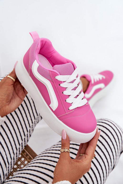 Scarpe modello sneakers Femminile con una piattaforma colore rosa Tellnira
