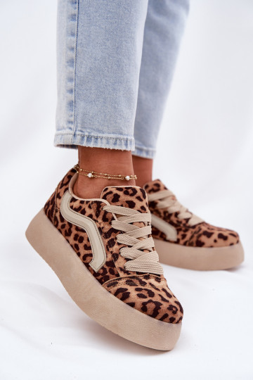 Scarpe modello sneakers Femminile con una piattaforma con motivi di pelliccia di leopardo Tellnira 2