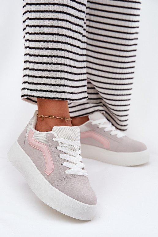 Scarpe modello sneakers Femminile con una piattaforma colore grigio Tellnira