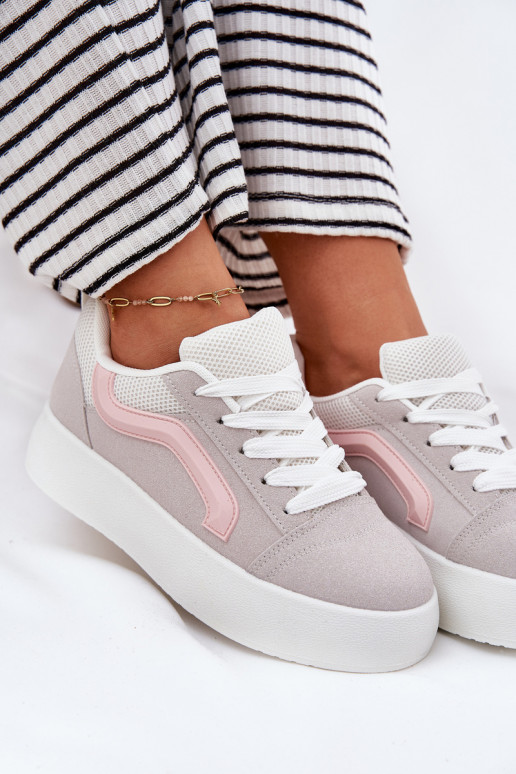 Scarpe modello sneakers Femminile con una piattaforma colore grigio Tellnira