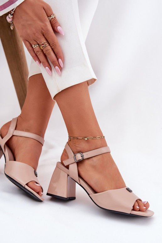 Sandali con tacco alto da donna Vinceza 62235 beige