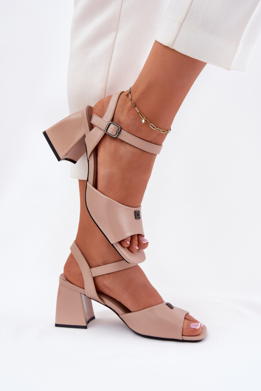 Sandali con tacco alto da donna Vinceza 62235 beige