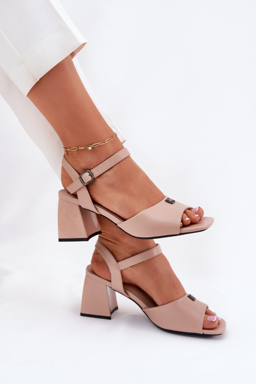 Sandali con tacco alto da donna Vinceza 62235 beige