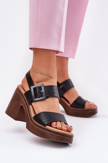 Scarpe nere da donna con tacco massiccio e piattaforma, Vinceza 17387 2