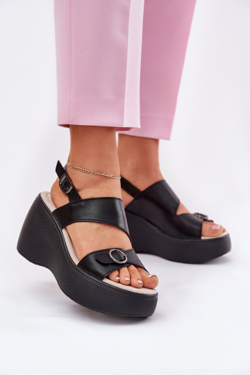 Scarpe con tacco e plateau da donna nere, S.Barski LR51-540