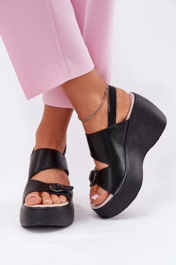 Scarpe con tacco e plateau da donna nere, S.Barski LR51-540 2