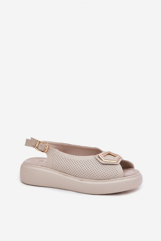 Sandali da donna Femminile con ornamenti S.Barski LR51-786 beige