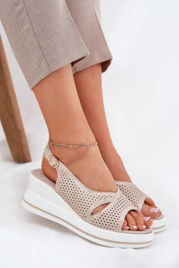 Sandali da donna Femminile Su un cuneo S.Barski LR51-660 colore dorato