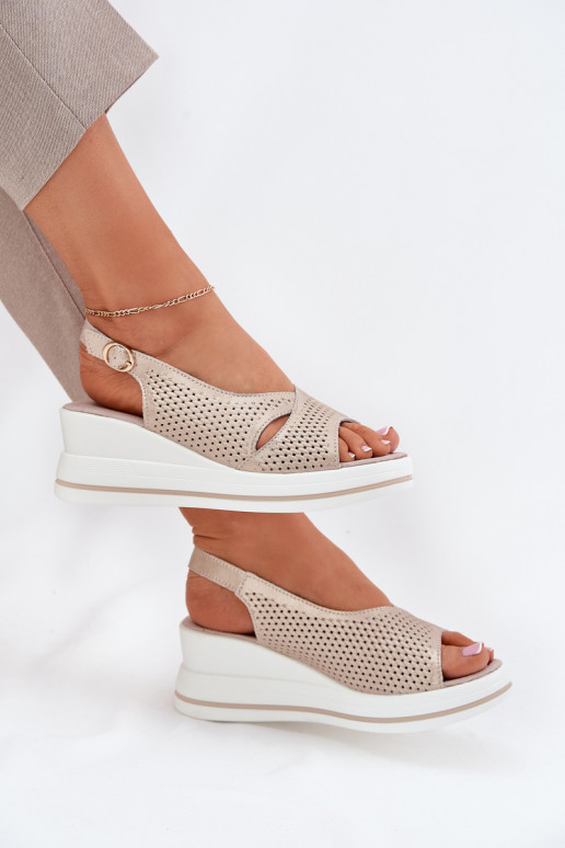 Sandali da donna Femminile Su un cuneo S.Barski LR51-660 colore dorato