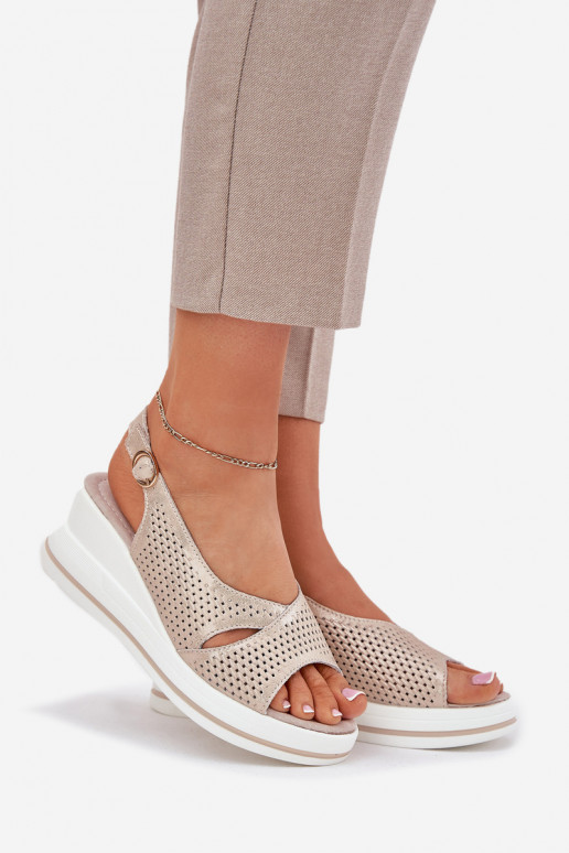 Sandali da donna Femminile Su un cuneo S.Barski LR51-660 colore dorato