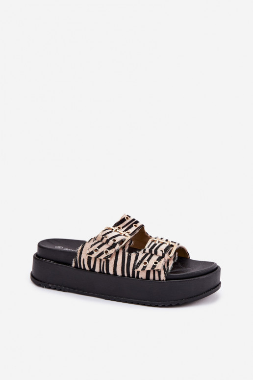 Pantofole da donna con fibbie con una piattaforma Zebra Nilatha