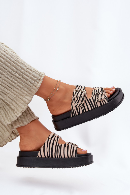 Pantofole da donna con fibbie con una piattaforma Zebra Nilatha