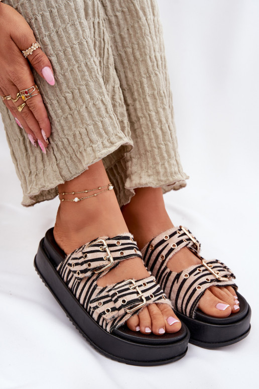 Pantofole da donna con fibbie con una piattaforma Zebra Nilatha