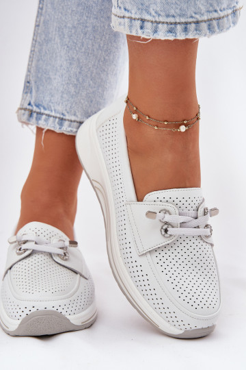 Pelle scarpe Realizzato in pelle naturale con una piattaforma Artiker 56C2101 Colore bianco 2