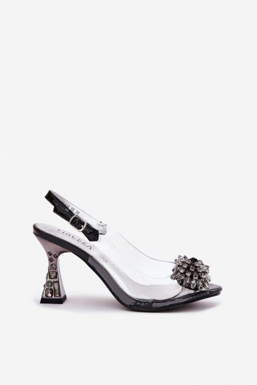 Guardare attraverso Sandali col tacco alto con gli occhi lucenti Vinceza 70116 colore nero