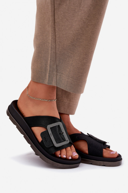 Fragrante Pantofole da donna decorare con fibbie ZAXY RR285078 colore nero Fragrante Pantofole da donna decorare con fibbie ZAXY RR285078 colore nero