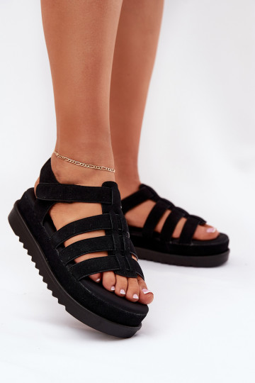 Scarpe da donna nere con zeppa in camoscio sintetico, "Filisenia"