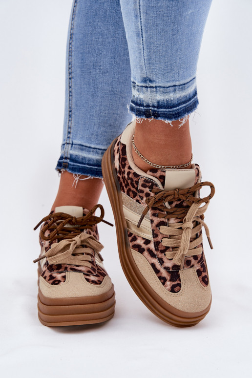 Scarpe modello sneakers Femminile con una piattaforma Z PodAójnym Allacciaturam con motivi di pelliccia di leopardo beige Niteri Scarpe modello sneakers Femminile con una piattaforma Z PodAójnym Allacciaturam con motivi di pelliccia di leopardo beige Niteri