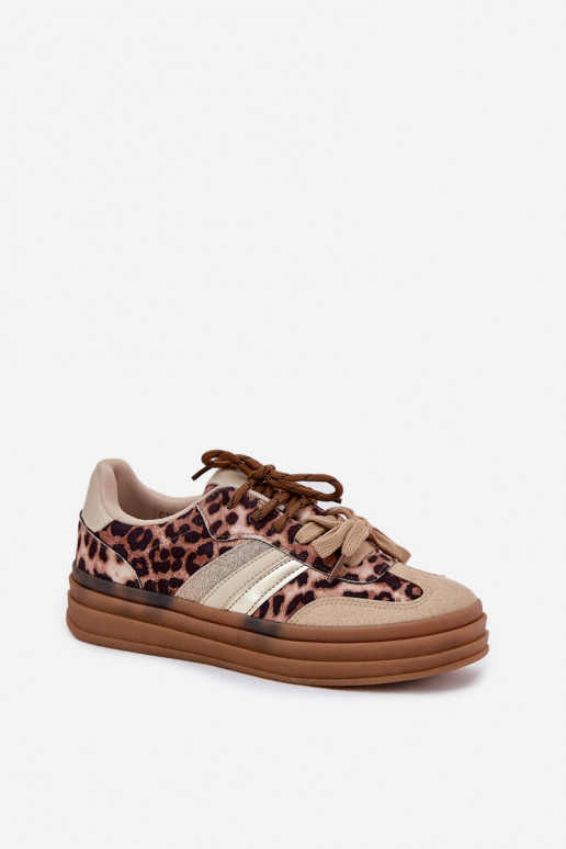 Scarpe modello sneakers Femminile con una piattaforma Z PodAójnym Allacciaturam con motivi di pelliccia di leopardo beige Niteri Scarpe modello sneakers Femminile con una piattaforma Z PodAójnym Allacciaturam con motivi di pelliccia di leopardo beige Niteri