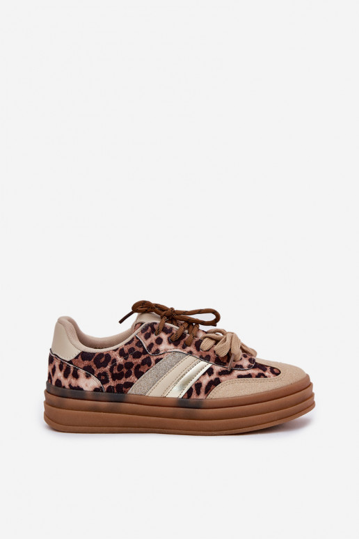 Scarpe modello sneakers Femminile con una piattaforma Z PodAójnym Allacciaturam con motivi di pelliccia di leopardo beige Niteri Scarpe modello sneakers Femminile con una piattaforma Z PodAójnym Allacciaturam con motivi di pelliccia di leopardo beige Niteri