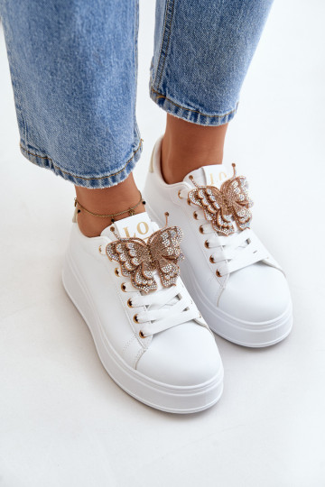 Scarpe modello sneakers Femminile con una piattaforma Z Farfallem Bianco-colore dorato Abilitatoritevia