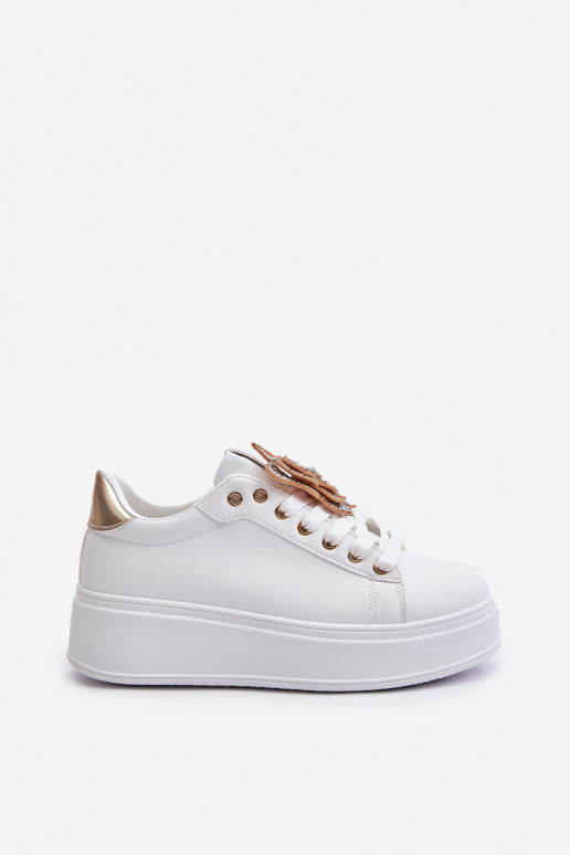 Scarpe modello sneakers Femminile con una piattaforma Z Farfallem Bianco-colore dorato Abilitatoritevia Scarpe modello sneakers Femminile con una piattaforma Z Farfallem Bianco-colore dorato Abilitatoritevia