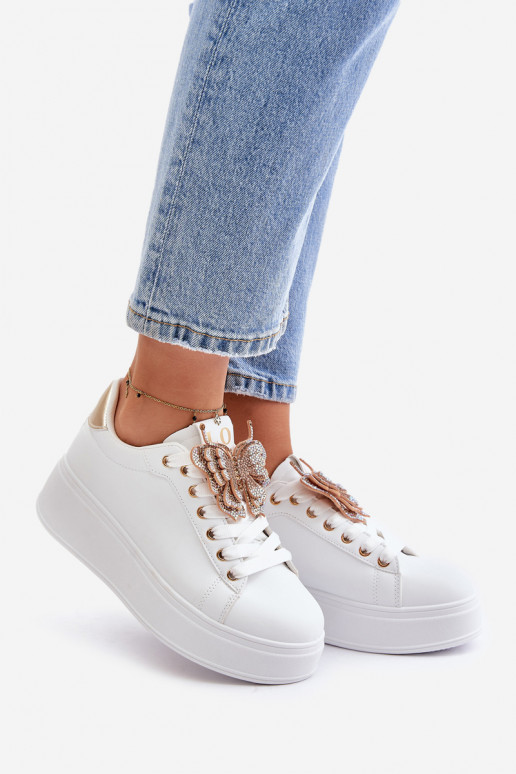 Scarpe modello sneakers Femminile con una piattaforma Z Farfallem Bianco-colore dorato Abilitatoritevia Scarpe modello sneakers Femminile con una piattaforma Z Farfallem Bianco-colore dorato Abilitatoritevia
