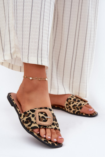 isoscele Pantofole da donna decorare con fibbie con motivi di pelliccia di leopardo Clariola 2