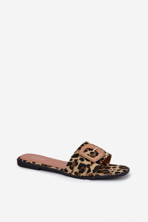 isoscele Pantofole da donna decorare con fibbie con motivi di pelliccia di leopardo Clariola isoscele Pantofole da donna decorare con fibbie con motivi di pelliccia di leopardo Clariola