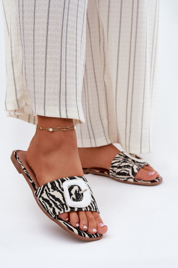 isoscele Pantofole da donna decorare con fibbie Zebra Clariola