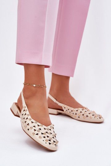 Decorato Ballerine con tacchi larghi beige Nilarisela 2