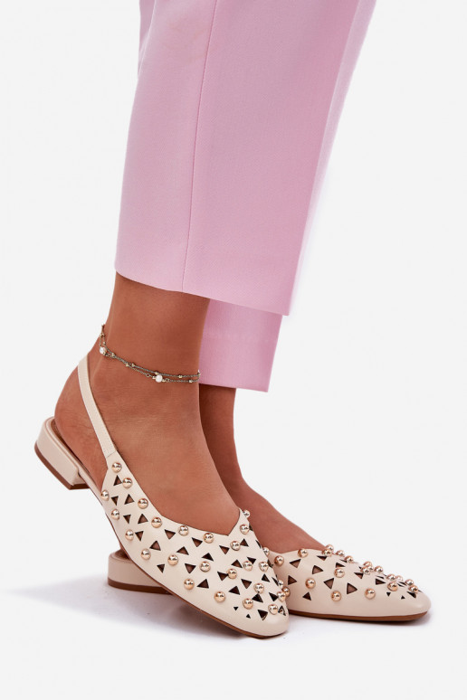 Decorato Ballerine con tacchi larghi beige Nilarisela