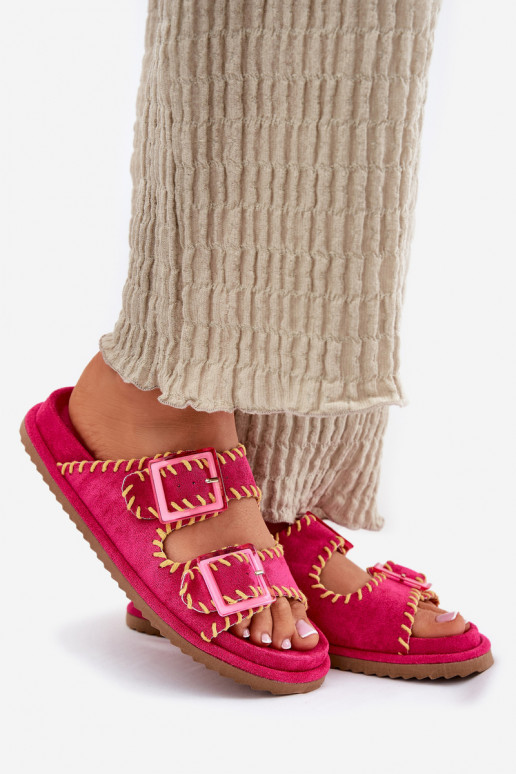 Pantofole da donna con fibbie I Ozdobnym Obszyciem colore rosa Visley