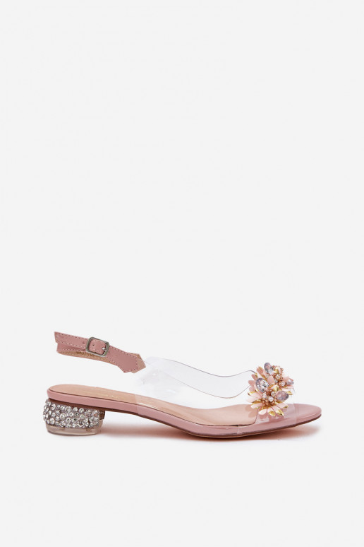 Guardare attraverso sandali Con tacco basso Con decorazione D&A MR51-709 colore rosa