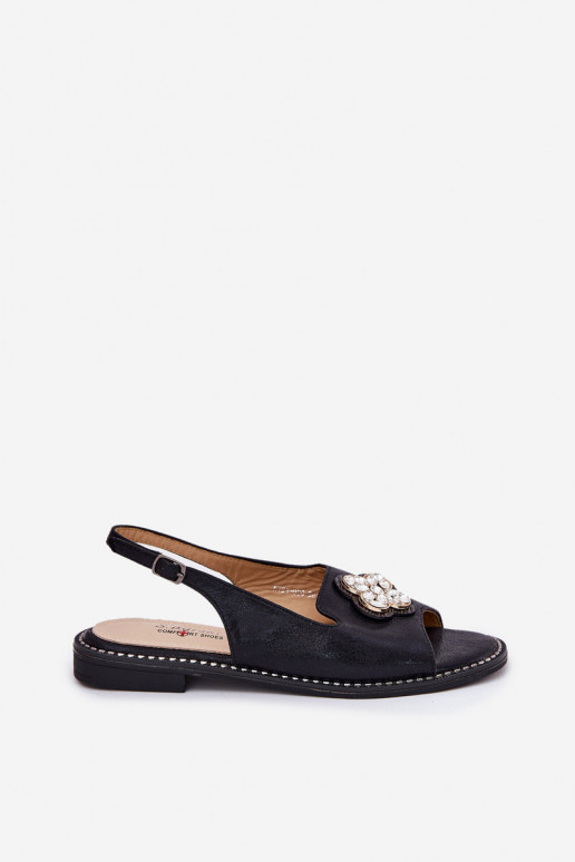 Sandali da donna con tacchi larghi Con decorazioni Detalem S.Barski KV51-080 colore nero