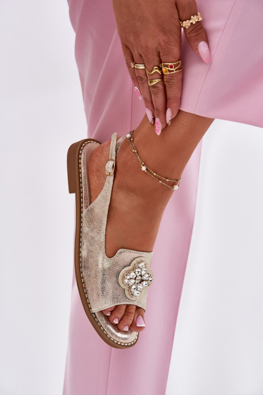 Sandali da donna con tacchi larghi Con decorazioni Detalem S.Barski KV51-080 colore dorato