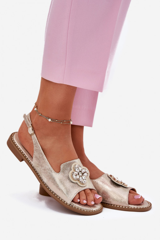 Sandali da donna con tacchi larghi Con decorazioni Detalem S.Barski KV51-080 colore dorato