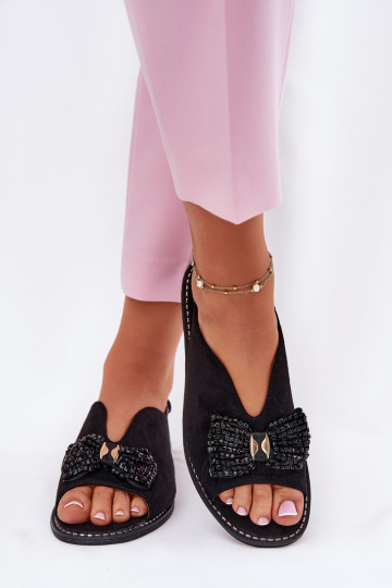 Sandali da donna con nastri con tacchi larghi S.Barski KV51-014 colore nero 2