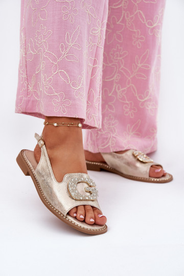 Sandali da donna Con decorazioni Detalem S.Barski KV51-081 colore dorato 2