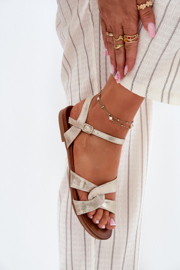 isoscele con lucentezza Sandali da donna S.Barski KV51-022 colore dorato 2