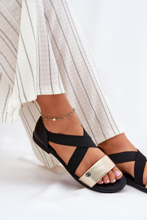 Sandali bassi da donna Z Elastycznymi Paskami Nero e-colore dorato Deverinea Sandali bassi da donna Z Elastycznymi Paskami Nero e-colore dorato Deverinea