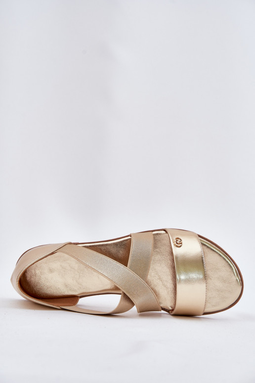 Sandali bassi da donna Z Elastycznymi Paskami colore dorato Deverinea Sandali bassi da donna Z Elastycznymi Paskami colore dorato Deverinea