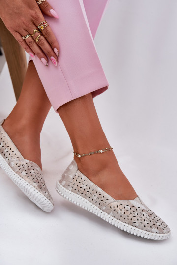 Pelle scamosciata traforata scarpe Femminile oro-colore grigio Chulieta